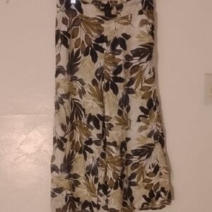 Tahari Wide-leg Tropical Black Off-white Linen Pants Sz M Lk New